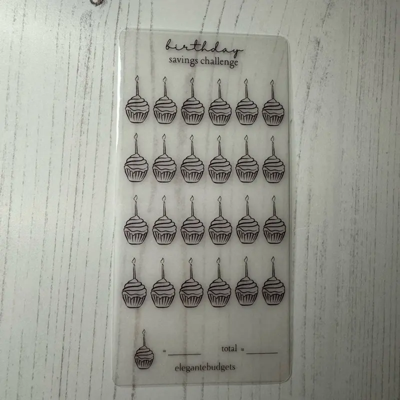 Cash stuffing vellum birthday saving challenge
