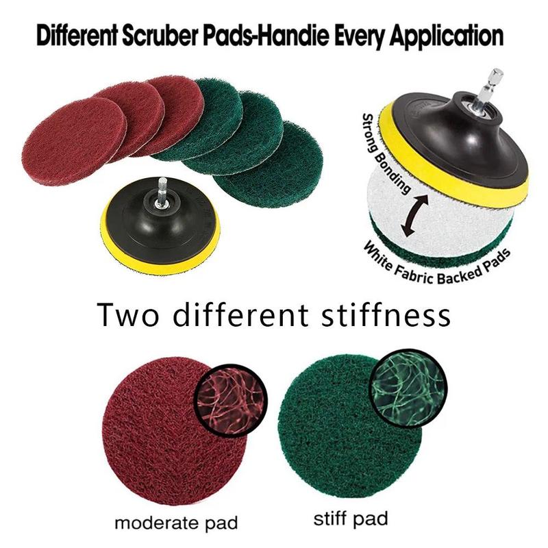 Product Introduction of New 4 Inch Drill Power Brush Tile Scrubber Scouring Pads Cleaning Kit Household Cleaning Tool Bathroom Floor Tub Polishing Pad 30