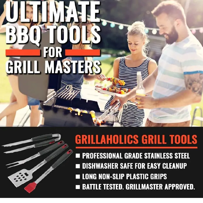Grillaholics BBQ Tools Set - 4- Piece BBQ Grill 1