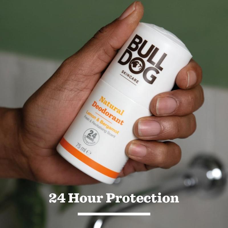BULLDOG SKINCARE - Lemon and Bergamot Roll On Natural Deodorant For Men 75 ml Body Care Blend Gentle Pack Scented Aroma Cosmetic Cleanser 3