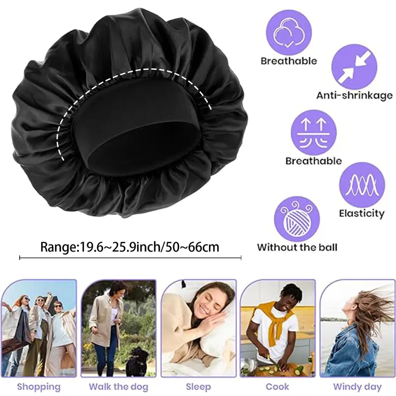 Satin Bonnet Hair Bonnet for Sleeping,Silk Bonnets for Black Women with Elastic Soft Band for Hair Care 1
