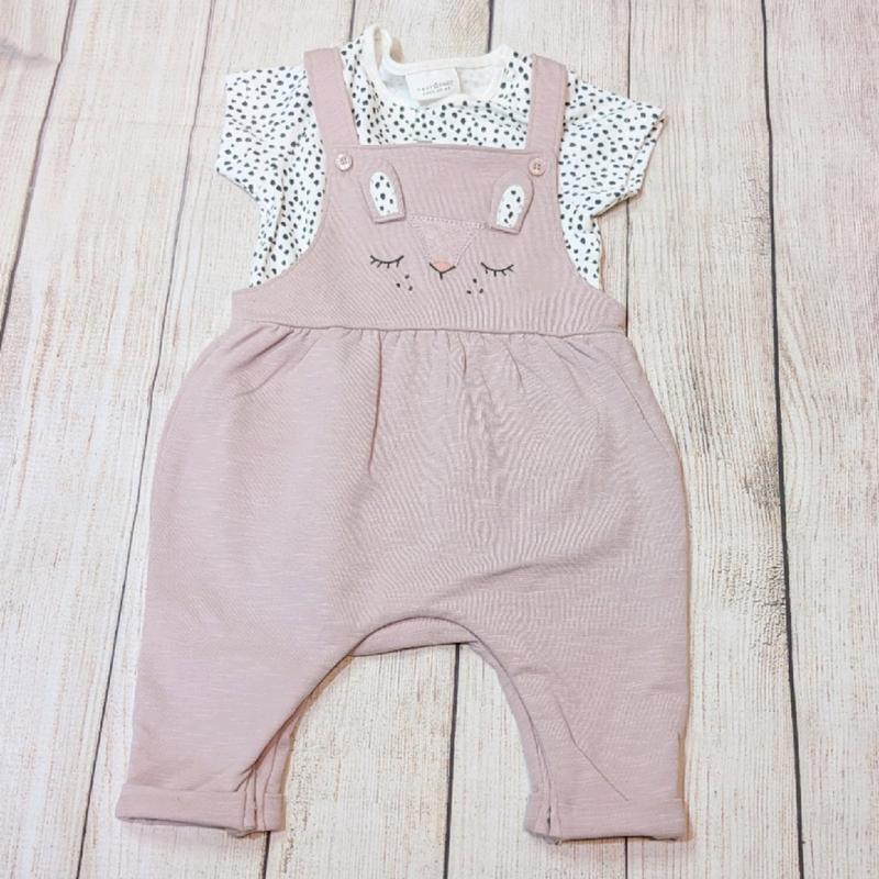 Ex Next Baby Girls Bunny Dungaree And Top Set clothing babygirl outfits 2
