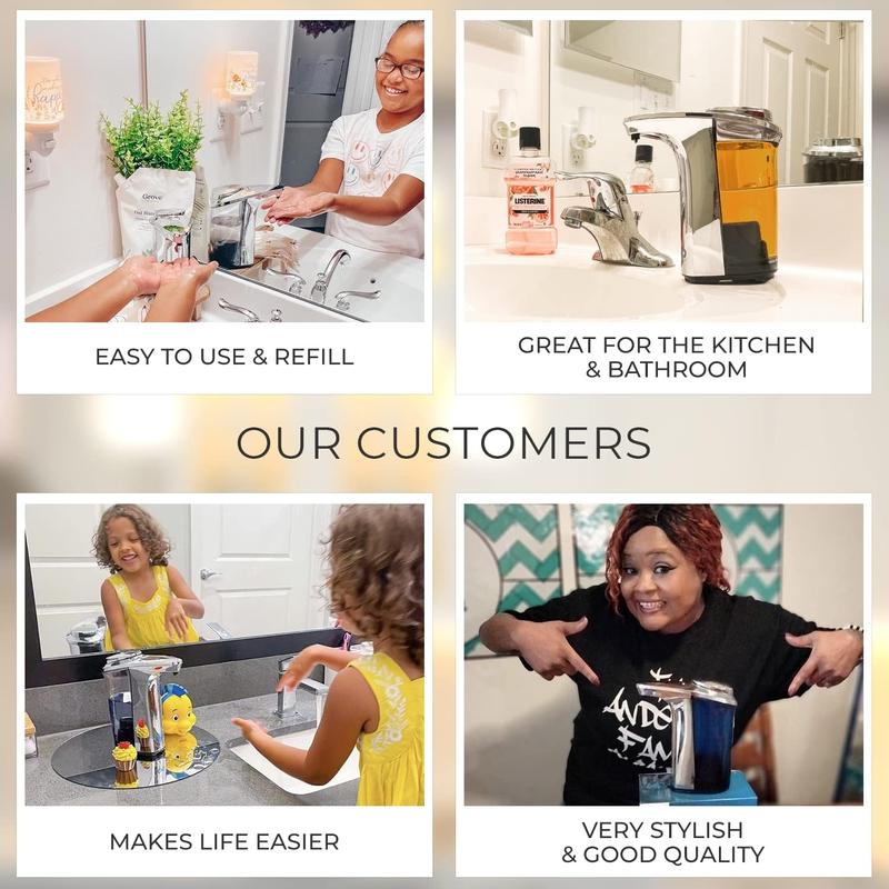 Touchless Automatic Soap Dispenser White & Silver - Wash Hands 1400x on a Single Fill, Large Tank (17oz) - Electric Liquid Soap Dispenser for Bathroom, Kitchen Countertop - Fun for Kids, Adults 7