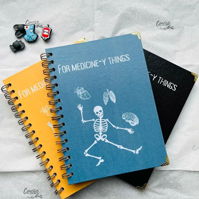 Concise Study A5 Notebook for Medicine-y Things / Medical Student Custom 160 Pages Wiro Bound Notebook for Revision Notes and Disease Profiles 6