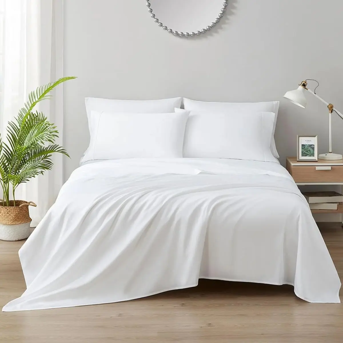 Luxury White Flat Bed Sheets - Super Soft William 150 Thread Count - Easy Care & Breathable - Fade Resistant - Available in Single, Double, King, and Super Sizes