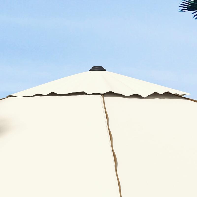 Outsunny Garden Parasol Umbrella with Vent, Outdoor Market Table Umbrella Sun Shade Canopy with 4 Ribs, Piping Side, 2x2m, Beige 8