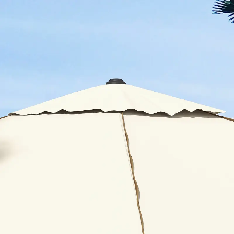 Outsunny Garden Parasol Umbrella with Vent, Outdoor Market Table Umbrella Sun Shade Canopy with 4 Ribs, Piping Side, 2x2m, Beige 8