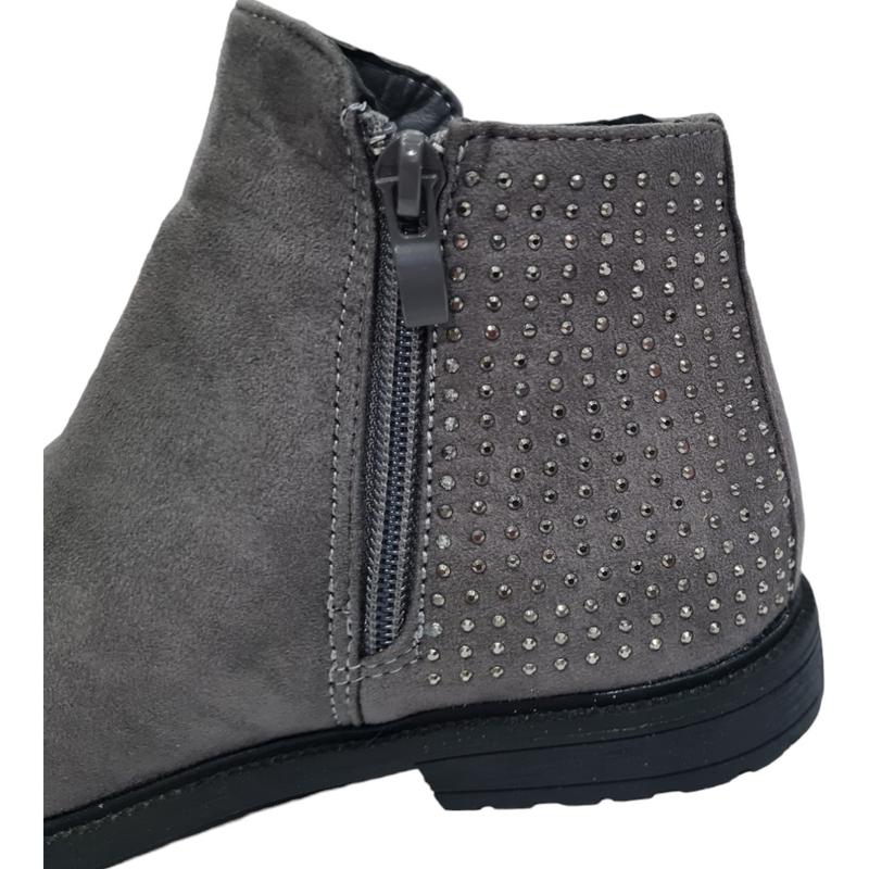 Girls grey stylish studded fashion boot with side zip 3