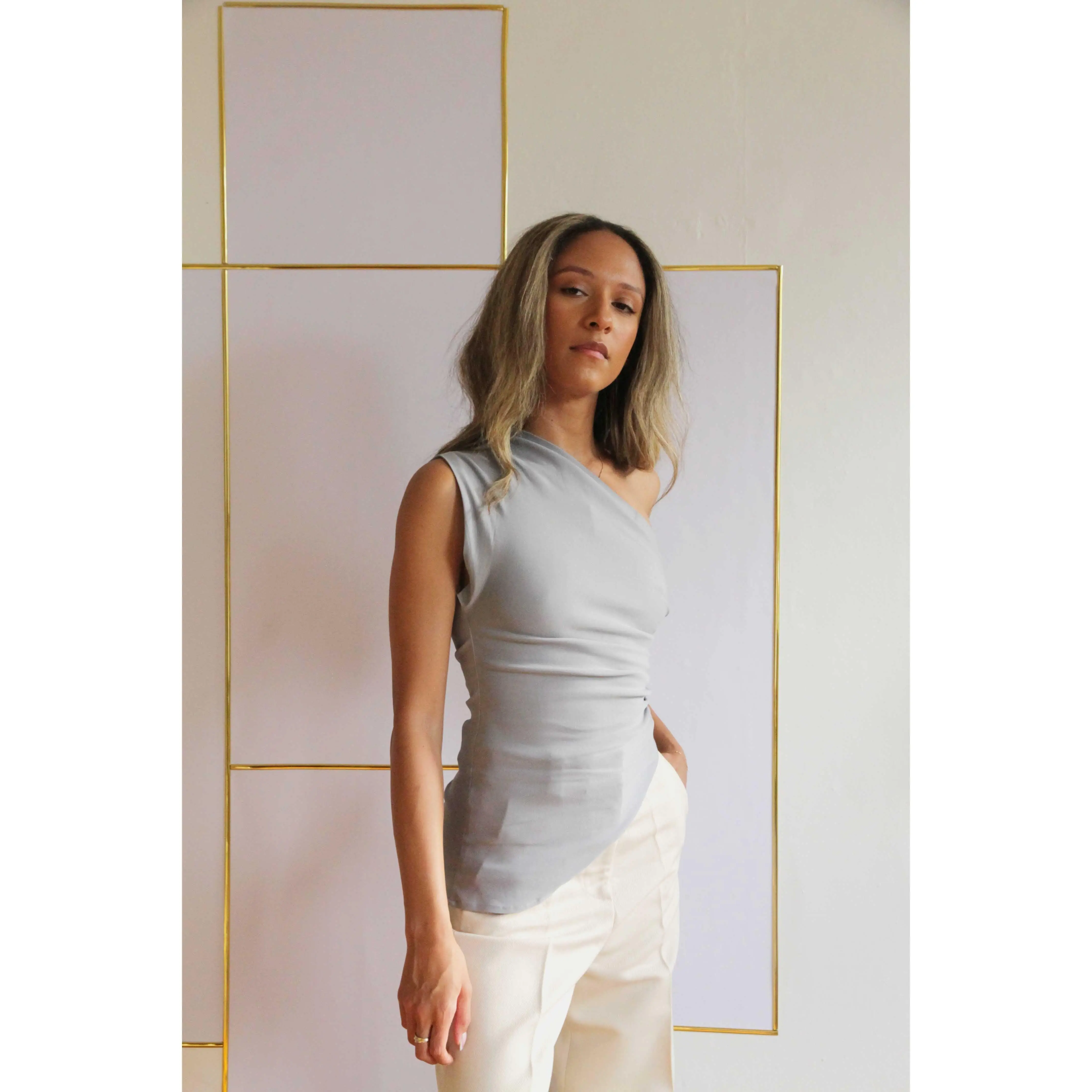 Grey Toni Assymetric Top