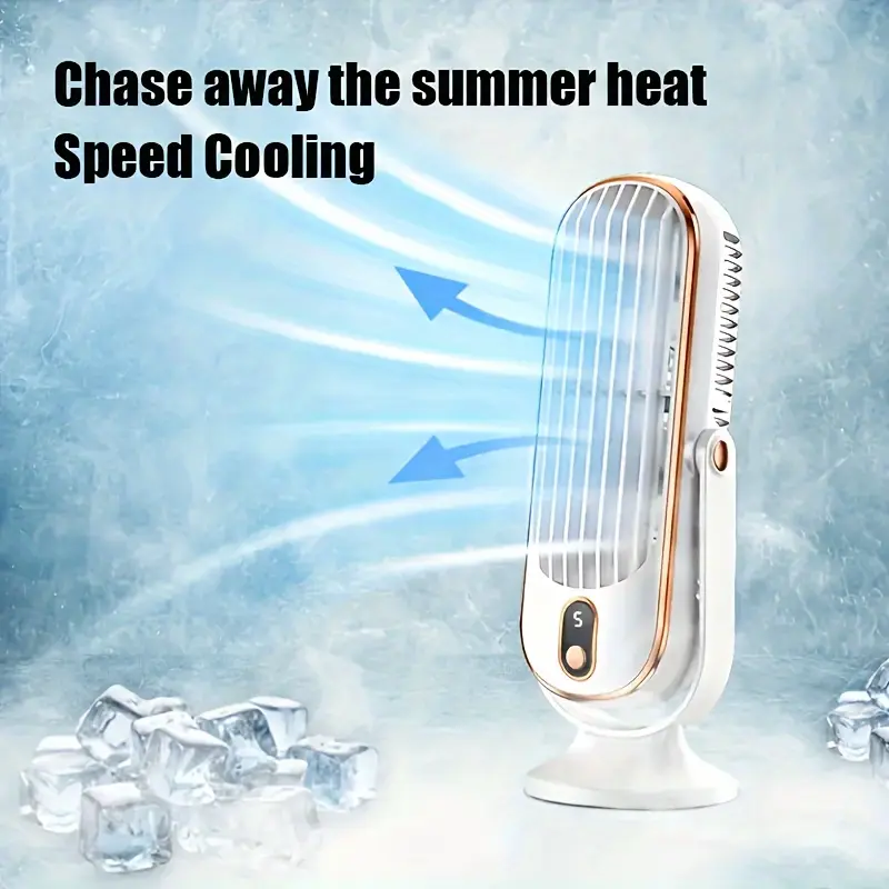 [Portable Air Conditioner Fan] 1pc Portable Air Conditioner Fan - 5-Speed USB Rechargeable Cooling Fan with Dual Motor, Large Battery, 720° Surround Air Blower - Ideal for Office, Travel, Camping, Outdoor RV 1