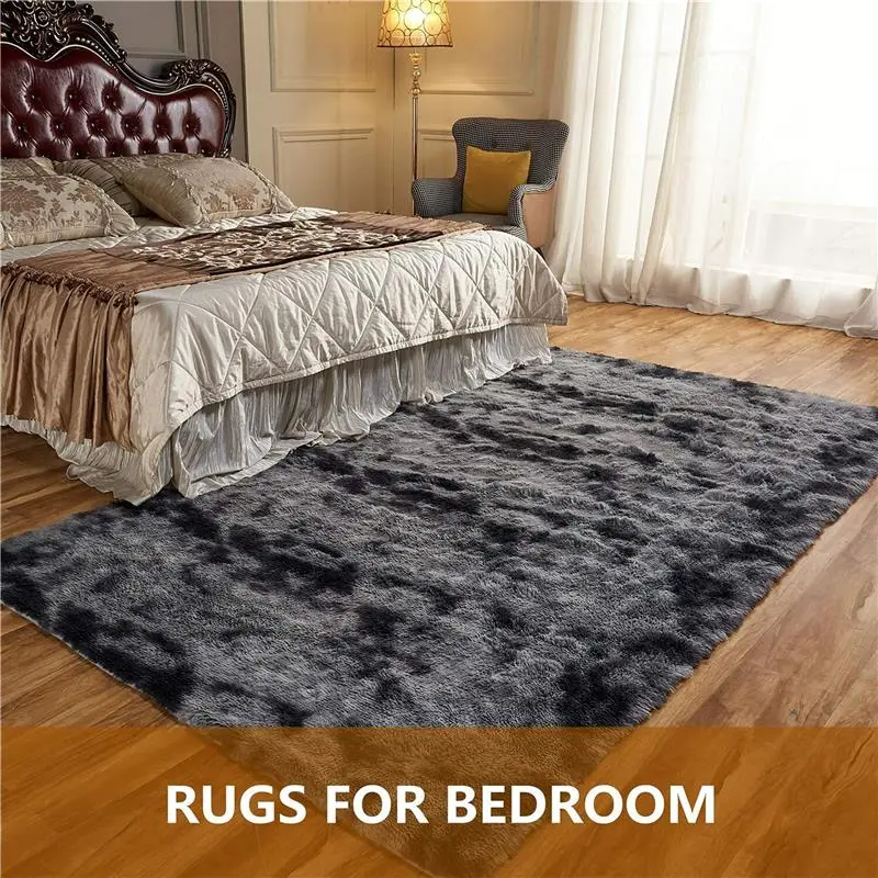 Rugs Floor Mat Large Shaggy Rug for Bedroom and Living Room, Anti-Slip Soft Carpet, Modern Style, Polyester Material silver durable multi  colour 1