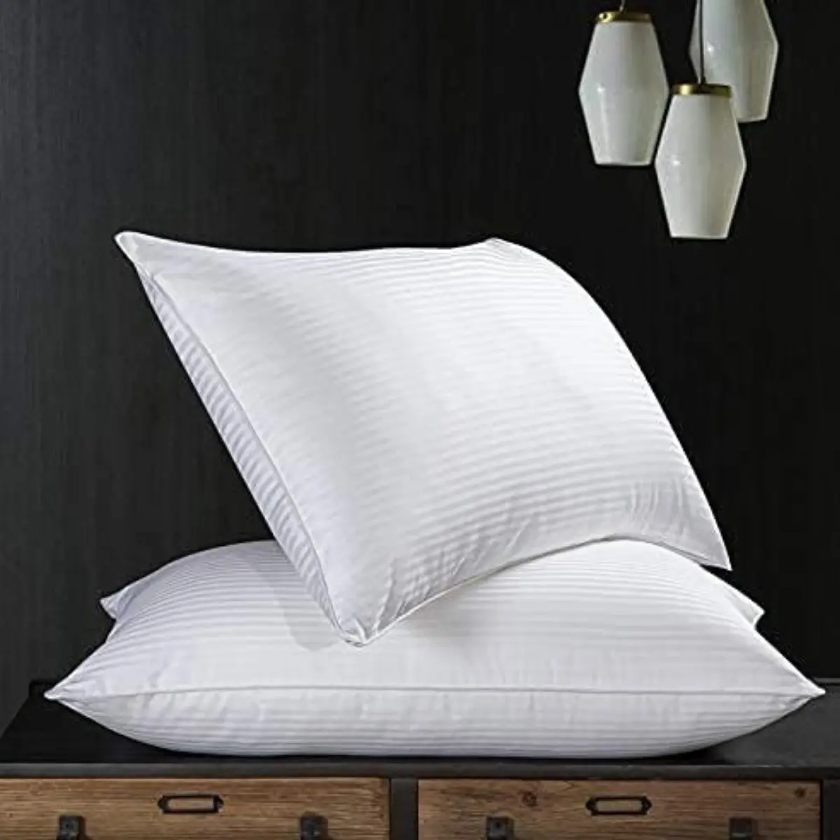 Luxury Hotel-Quality Striped Bed Pillows – Extra Filled with Premium Hollowfiber, Hypoallergenic, Bounce-Back Support for Ultimate Comfort (29"x19")"