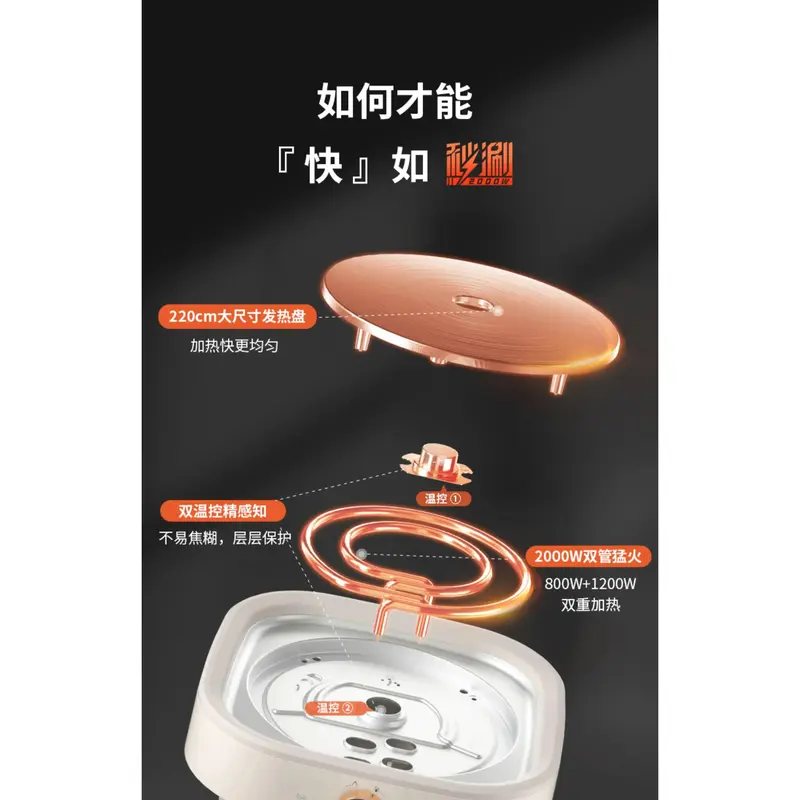 Electric hot pot household multifunctional mandarin duck split large capacity electric frying pan electric cooking pot 8