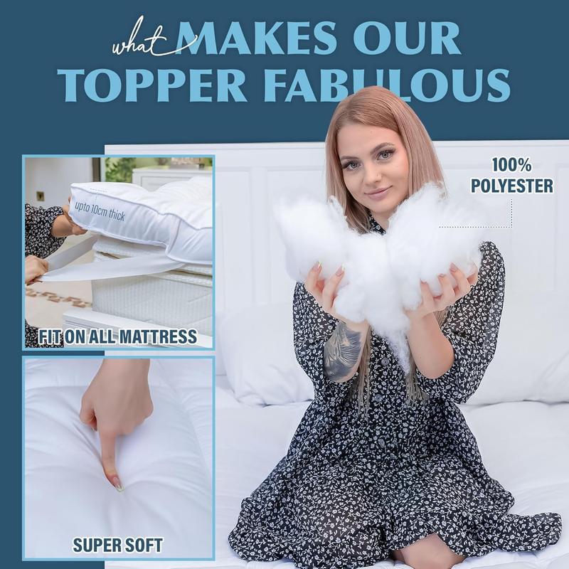 Deep Sleep Hotel Quality Mattress Topper 10cm/4Inch Thick Deep Quilted Toppers Single Double King Super King Bed Size 2