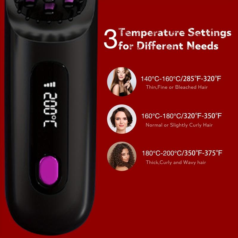 Product Introduction of Portable Wireless Hair Straightener Comb, 3 Temperature Settings For Different Needs, Negative Ion Technology, USB Rechargeable, Lightweight For Travel & Home Use Comfort 1