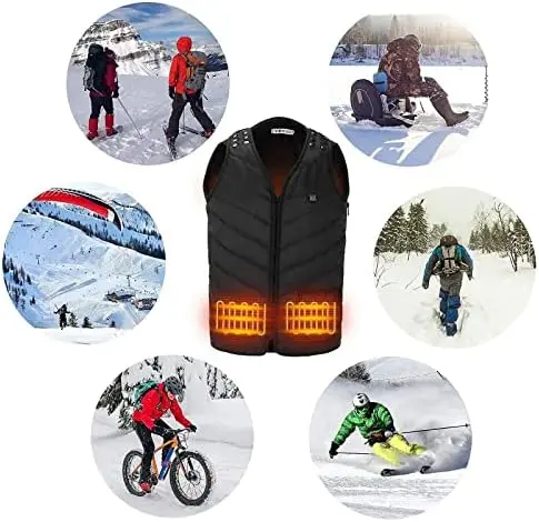 VIEKUU Heated Vest for Men and Women, USB Electric Heating Jacket with 3 Temperature Settings, Adjustable Size, Washable, Winter Warm Vest Coats Suitable for Fishing and Skiing (Unisex) 6