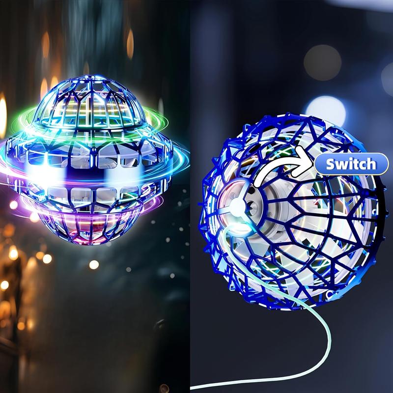 Cosmic Hover Ball Toy - Hand-Controlled Flying Disc with LED Lights, Fun Mini UFO, Perfect Birthday for Boys and Girls (Blue) 4