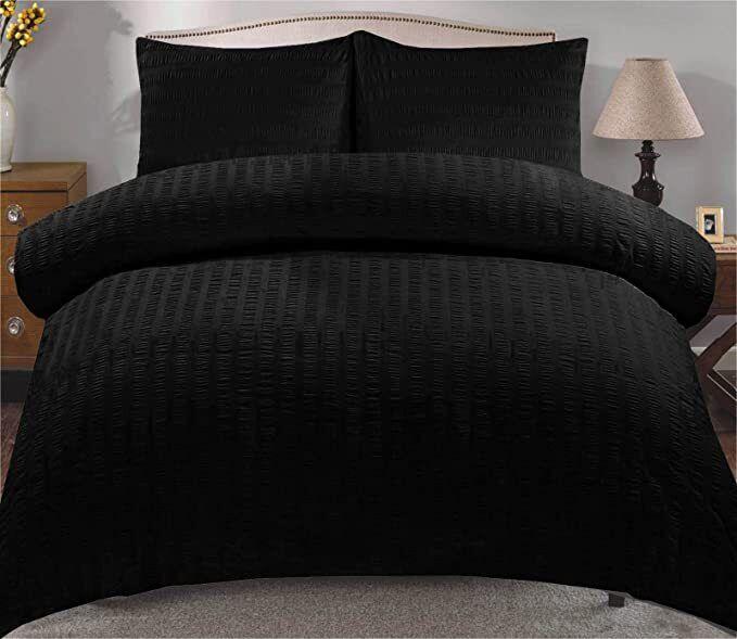 Seersucker Duvet Quilt Cover with Pillow cases Non Iron Bed cover   soft pink 6