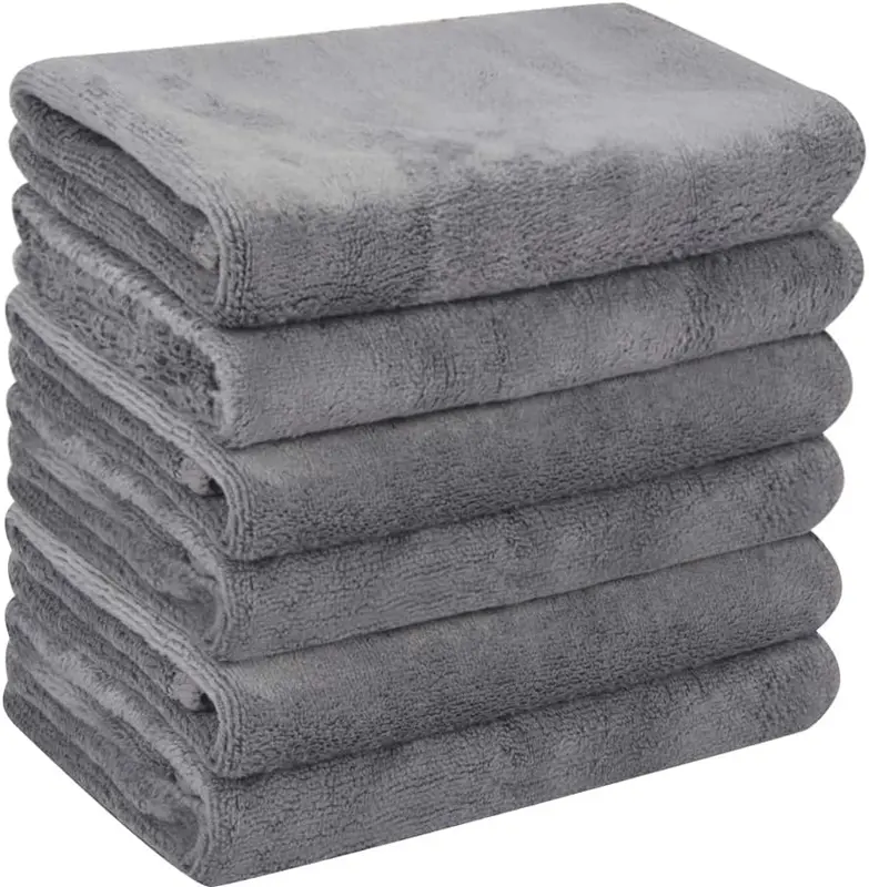Microfibre Face Cloth Makeup Remover Cloth Facial Washcloths Face Cleaning Towels For Eye Face Exfoliating Bath 30CM X 30CM 6 PACK Grey 5