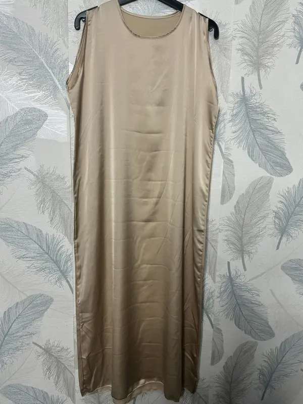 Women's Ladies SleeveLess Slip Dress Silk Satin Material Crew Neck ModestWear WomensWear InnerWear 4