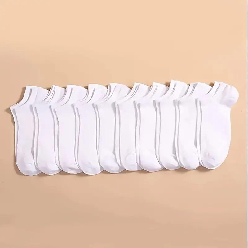Women's 10 Pairs Plain Ankle Socks, Low Cut Breathable Comfortable Socks For Women, Casual Minimalist Plain Ankle socks, Womenswear  Comfy, Everyday, Simple, School 6