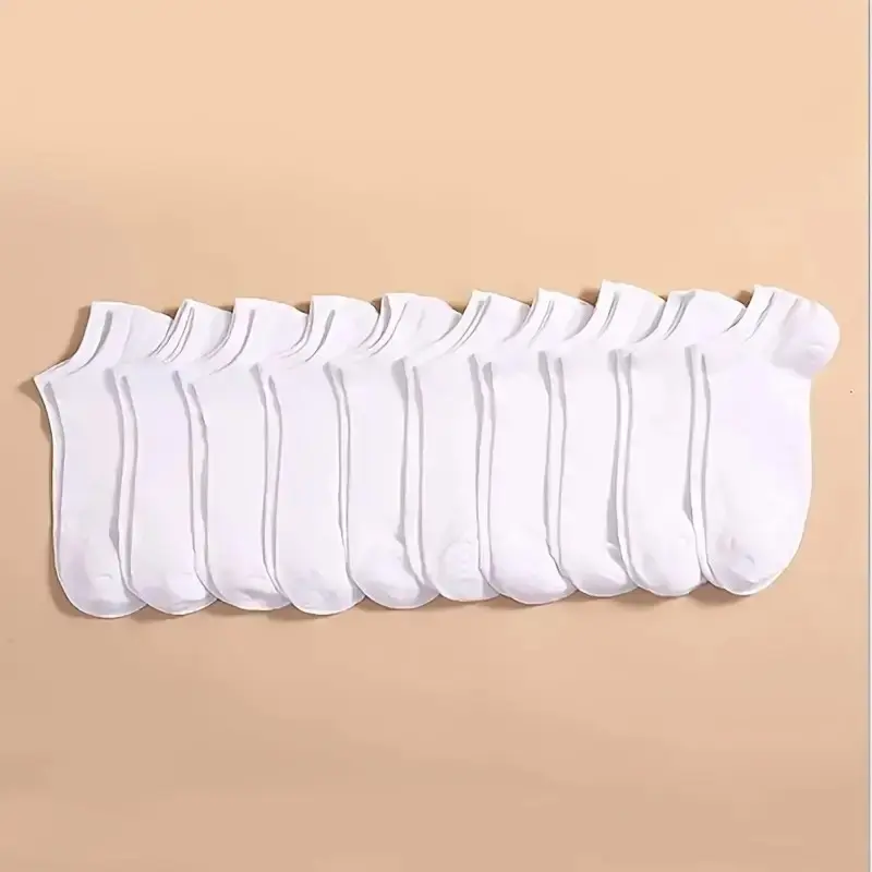 Women's 10 Pairs Plain Ankle Socks, Low Cut Breathable Comfortable Socks For Women, Casual Minimalist Plain Ankle socks, Womenswear  Comfy, Everyday, Simple, School 6