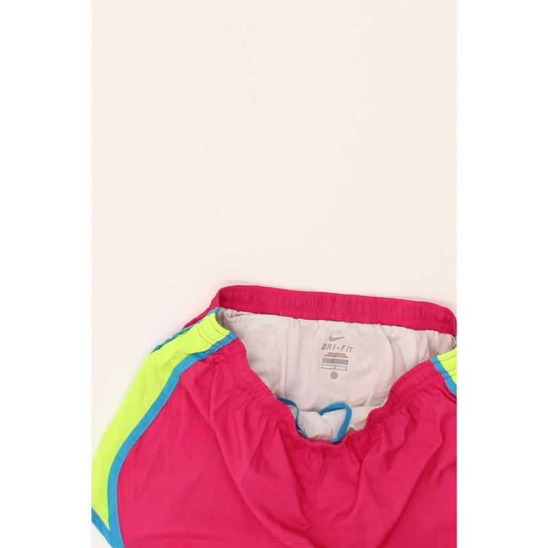 Pre-Owned Vintage NIKE Womens Dri Fit Sport Shorts UK 16 Large Pink Colourblock Polyester 3