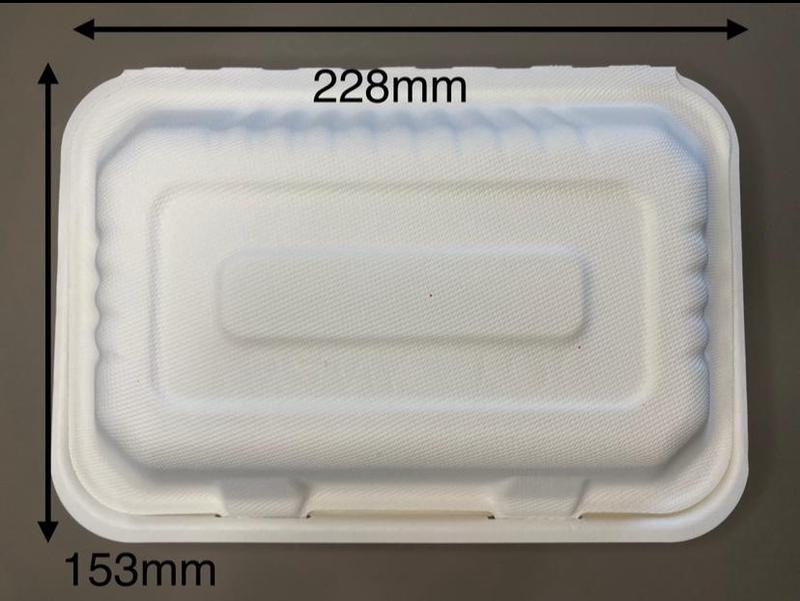 125Pcs 100% Compostable & Disposable Bagasse 900ml Clamshell Takeaway Container non-Plastic Box 4