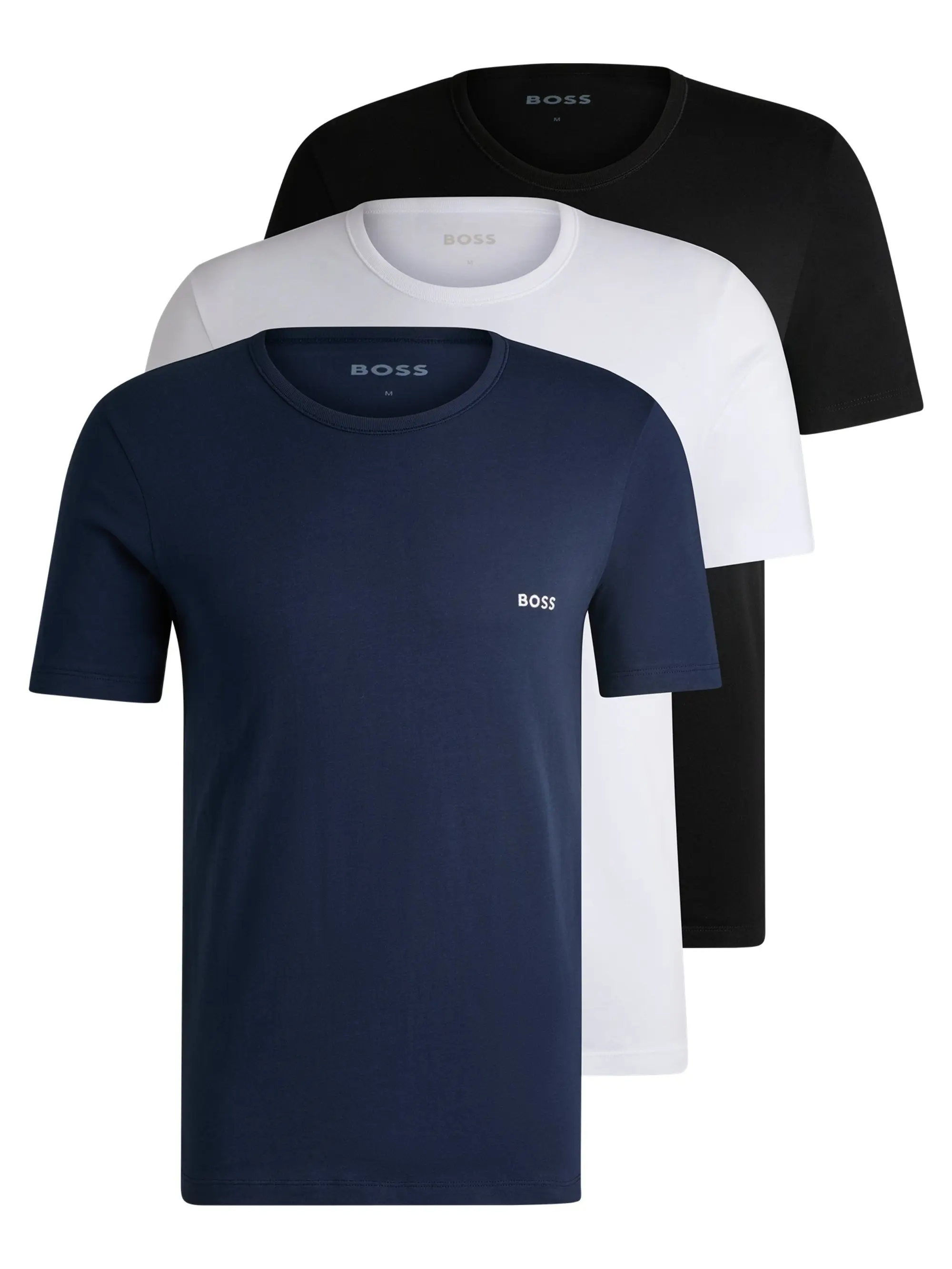 BOSS Three-pack of logo-embroidered T-shirts in cotton Jersey Menswear Casual Top