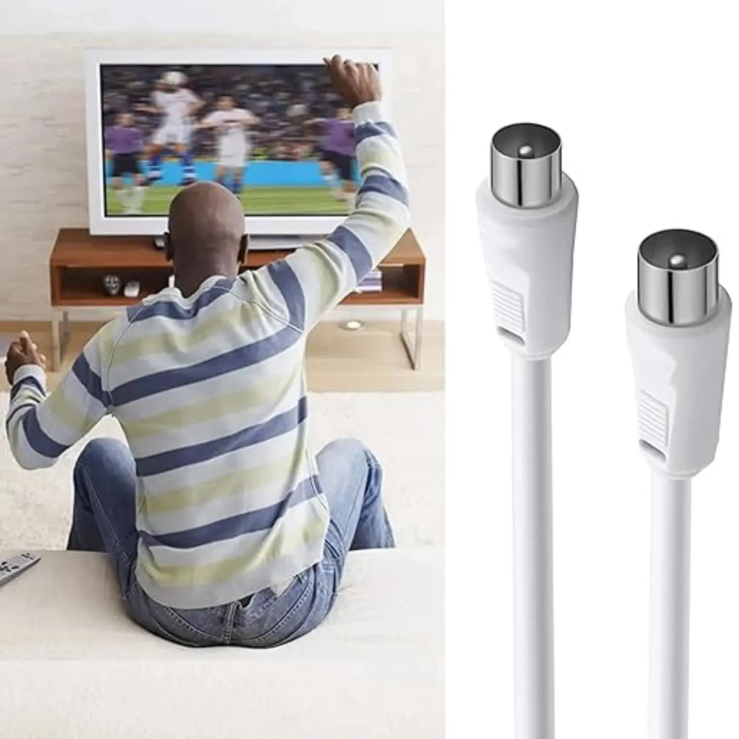 TV Aerial Cable – 5M & 2M Male-to-Male RF Coaxial Lead for Digital Signal Extension | High-Quality Plug & Play Design