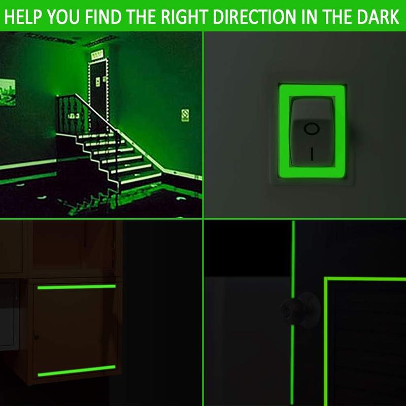 2PCS Luminous Tape,10m x 10mm Glow in Dark Tape Waterproof Fluorescent Adhesive Tape Warning Tape for Stairs Stage Supplies Decoration(Green Light) 6