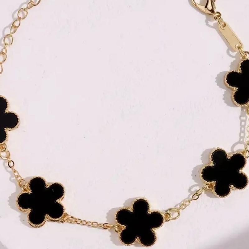 Black Flower Thin Chain Bracelet 4