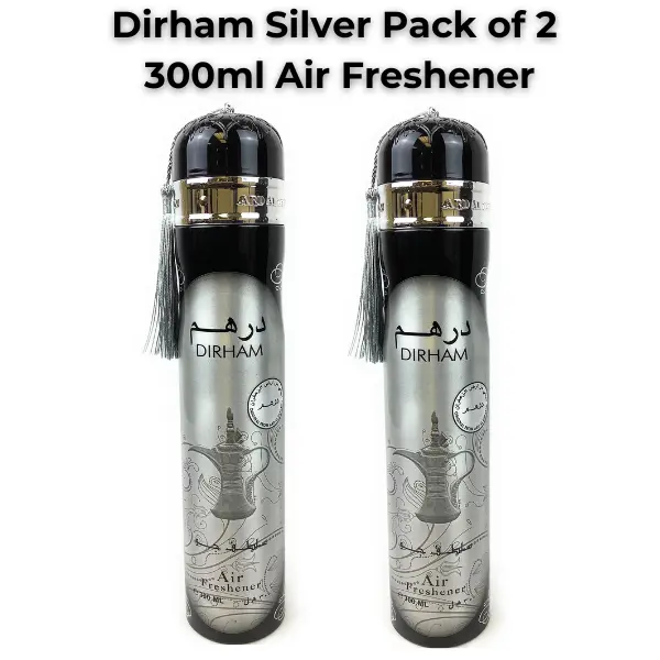 Viral Dubai Air Freshener Dirham Silver 300ml Multipack Combo Deal  - Fresh Floral Fragrance for Home and Car Ard Al Zaafaran - Scented, Household Lemon Oud Bottle Lavender Rose Cardamom Fruits Tropical Light Aroma Perfume 3