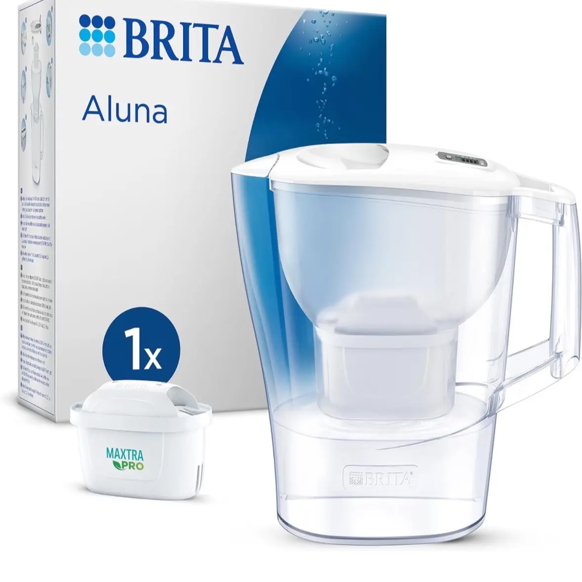 BRITA Aluna Water Filter Jug, 2.4L, MAXTRA PRO All-in-1 Cartridge, Smart Box Packaging, [colour]