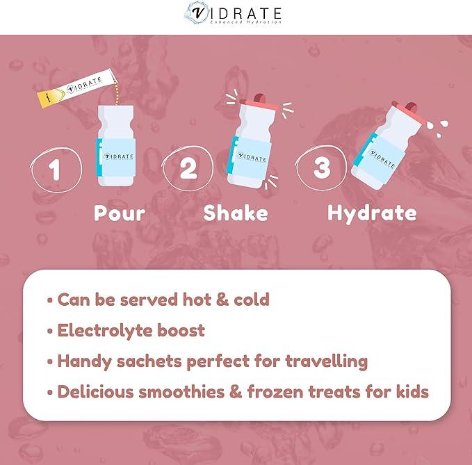 ViDrate Electrolyte Powder Hydration Sachets - Guava Flavor, Sugar-Free, 20 Sachets - Sport, Beverage Energy Drink 5