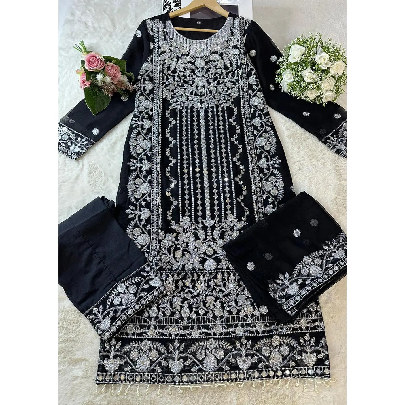 SLM606 Raina - Readymade Black Chiffon Outfit