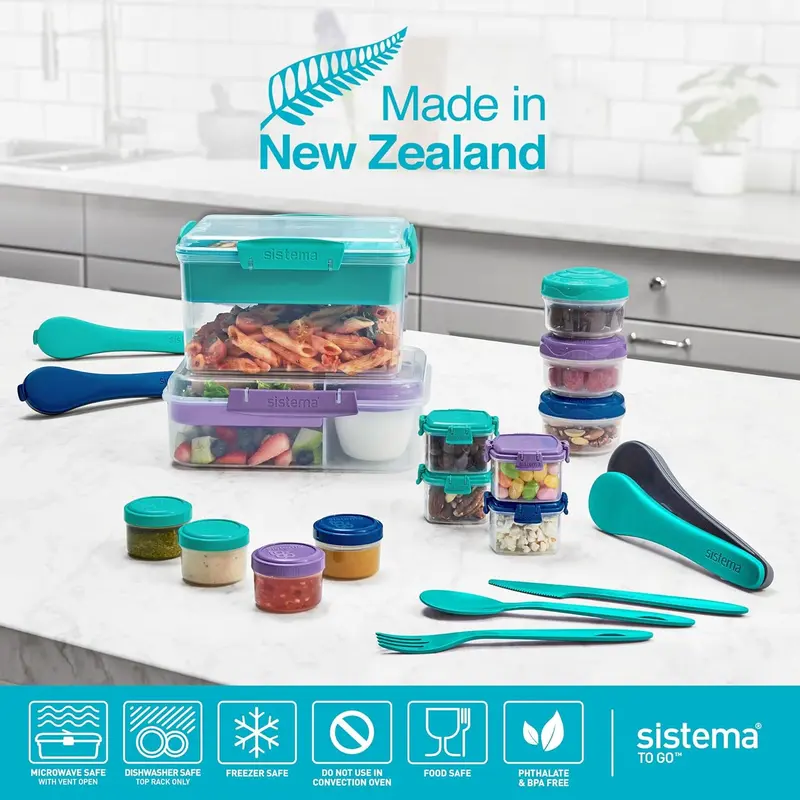 Bento Lunch Box with Compartments & Snack Pot, 1.65 L, BPA-Free, Minty Teal - Tableware 4