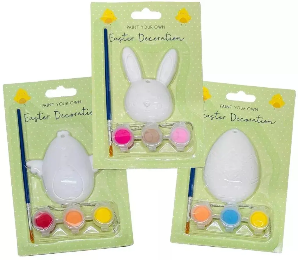 Easter Kids Craft Kit - Paint & Decorate Your Own Hanging Bunny & Egg Ornaments