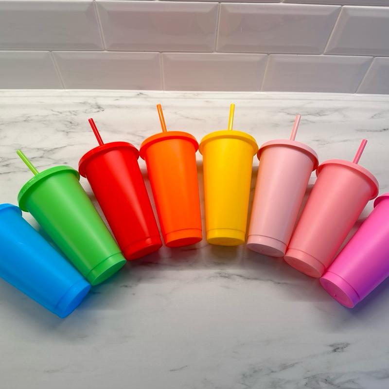 Starbucks style cold up, 700ml (24oz) capacity reusable cup. Lots of colour choices. Drinkware Stylish Water Bottles Plastic 2