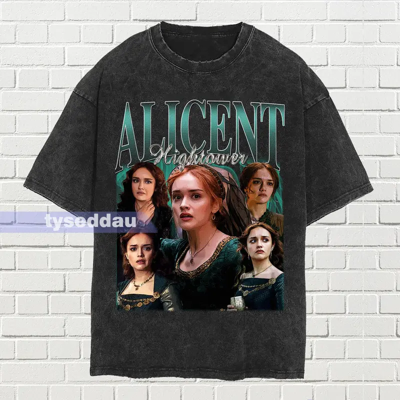 Alicent Hightower Vintage Washed T-shirt, Alicent Hightower Homage Graphic Unisex Long Sleeve, Bootleg Retro Hoodie Gift 1