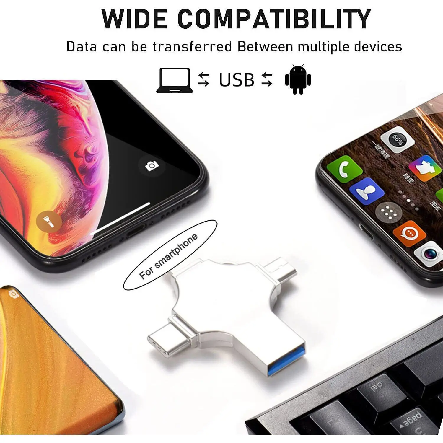 2TB 4in1 Flash Drive Photo Storage Stick for iPhone Samsung Android PC - OTG