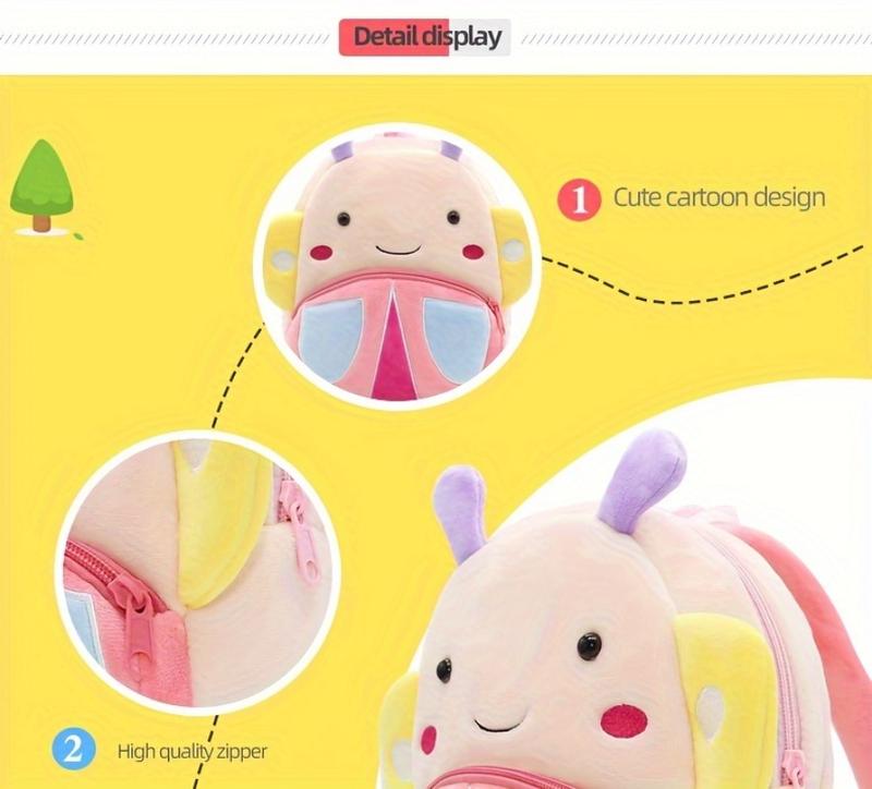 Product Introduction of 1pc Cute Children's Corduroy Backpack, Little Butterfly Design Plush Backpack 3