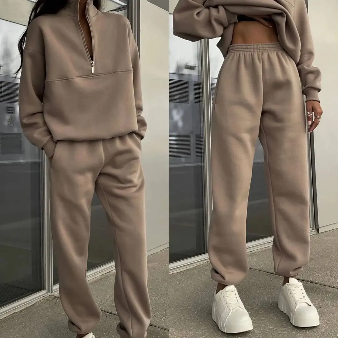 Women's autumn and winter long-sleeved sweatshirt and trousers two-piece suit, versatile, casual, fashionable and thickened