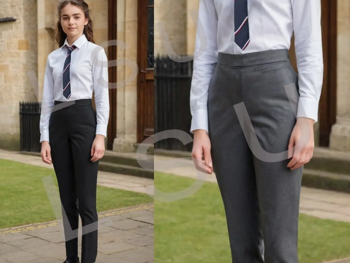 Girls Jersey Pull UP School Trousers Full Elasticated Waist Band Age 2 to 17