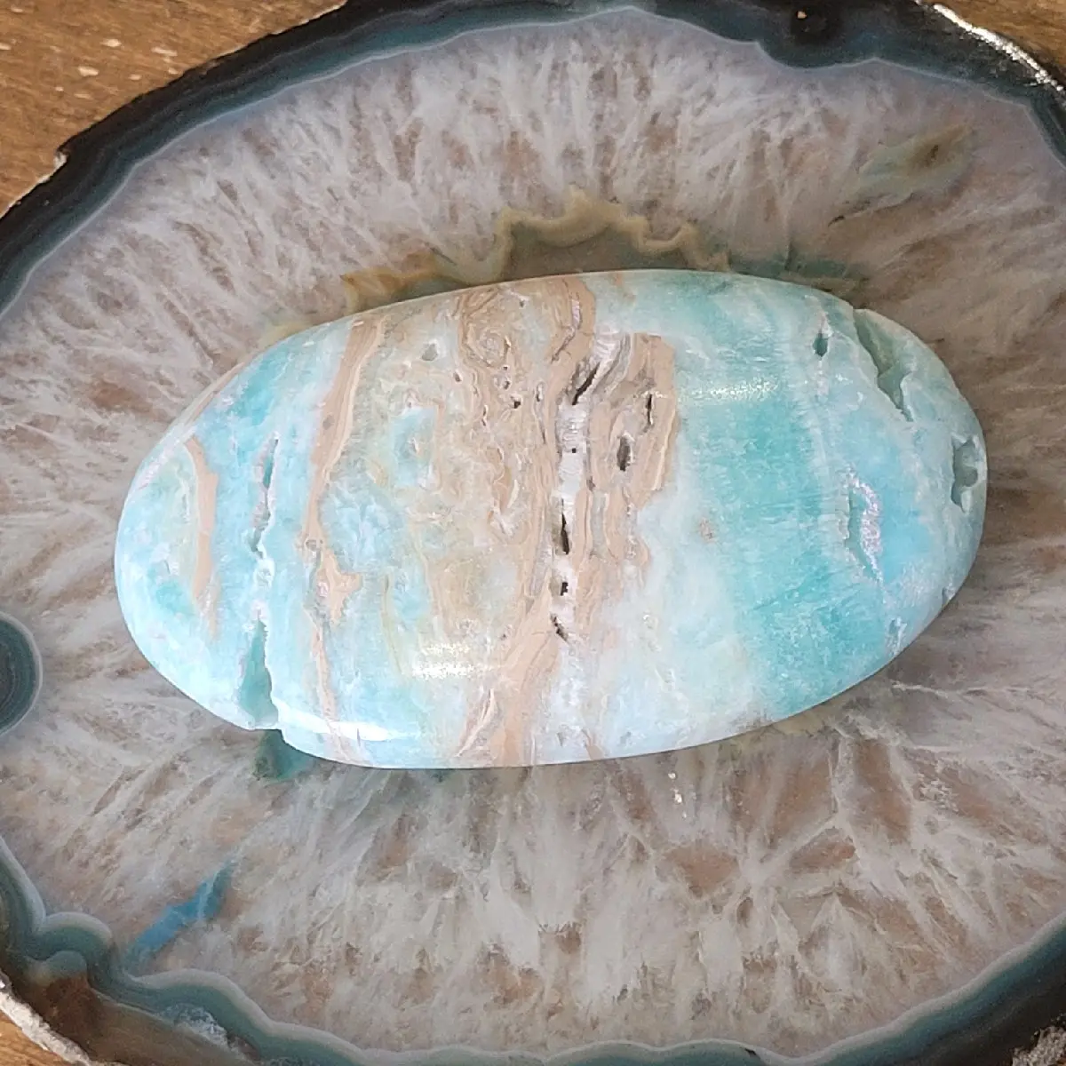 Blue Aragonite Palmstone