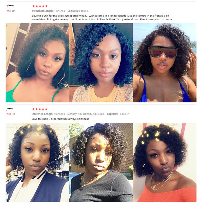 Short 8 to 16 Inch Kinky Curly Bob Human Hair Wig Pre Plucked T Part Lace Peruvian Curly Human Hair Bob Wigs For Women and Girls 5