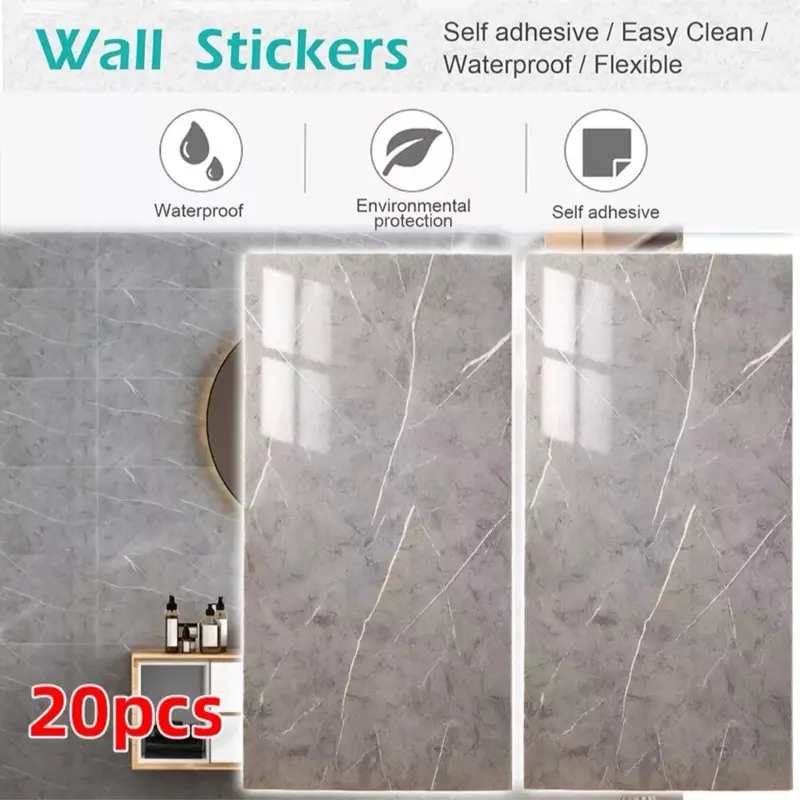 20PCS PVC Cladding Marble Effect Bathroom Wall Panels for Shower and Wet Wall Tile