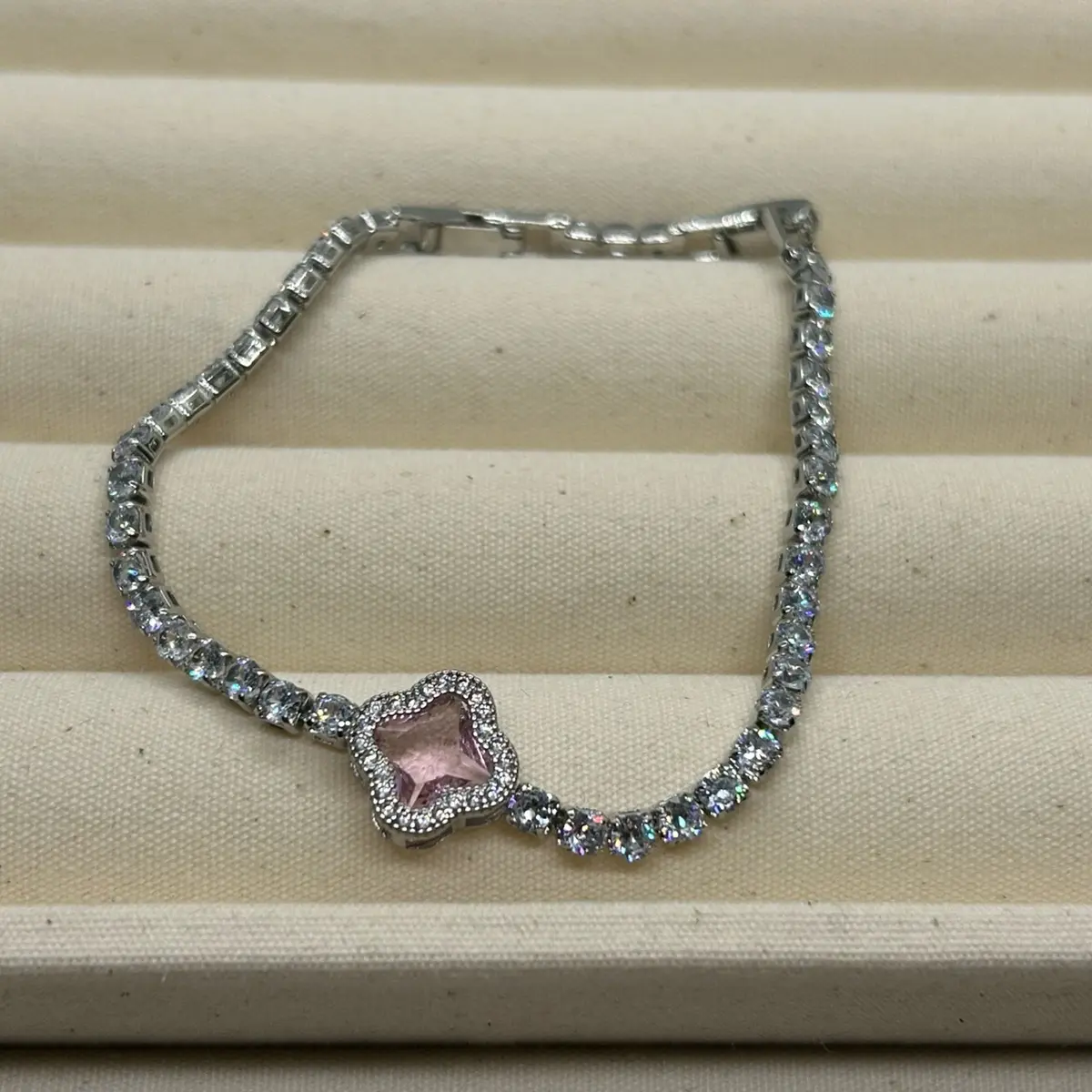 White stone adjustable bracelet . Shiny, simple,elegant .