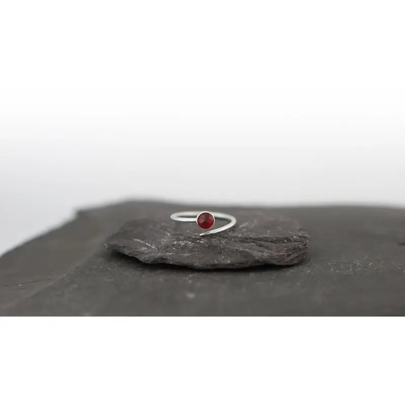 Adjustable Carnelian Dagger Wrap Recycled Sterling Silver Ring ~ statement ring, open, stackable, gemstone 1