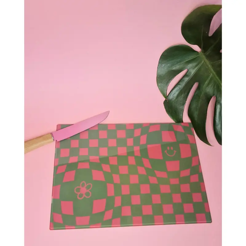 Pink & Green Funky Checkered Chopping Board 5